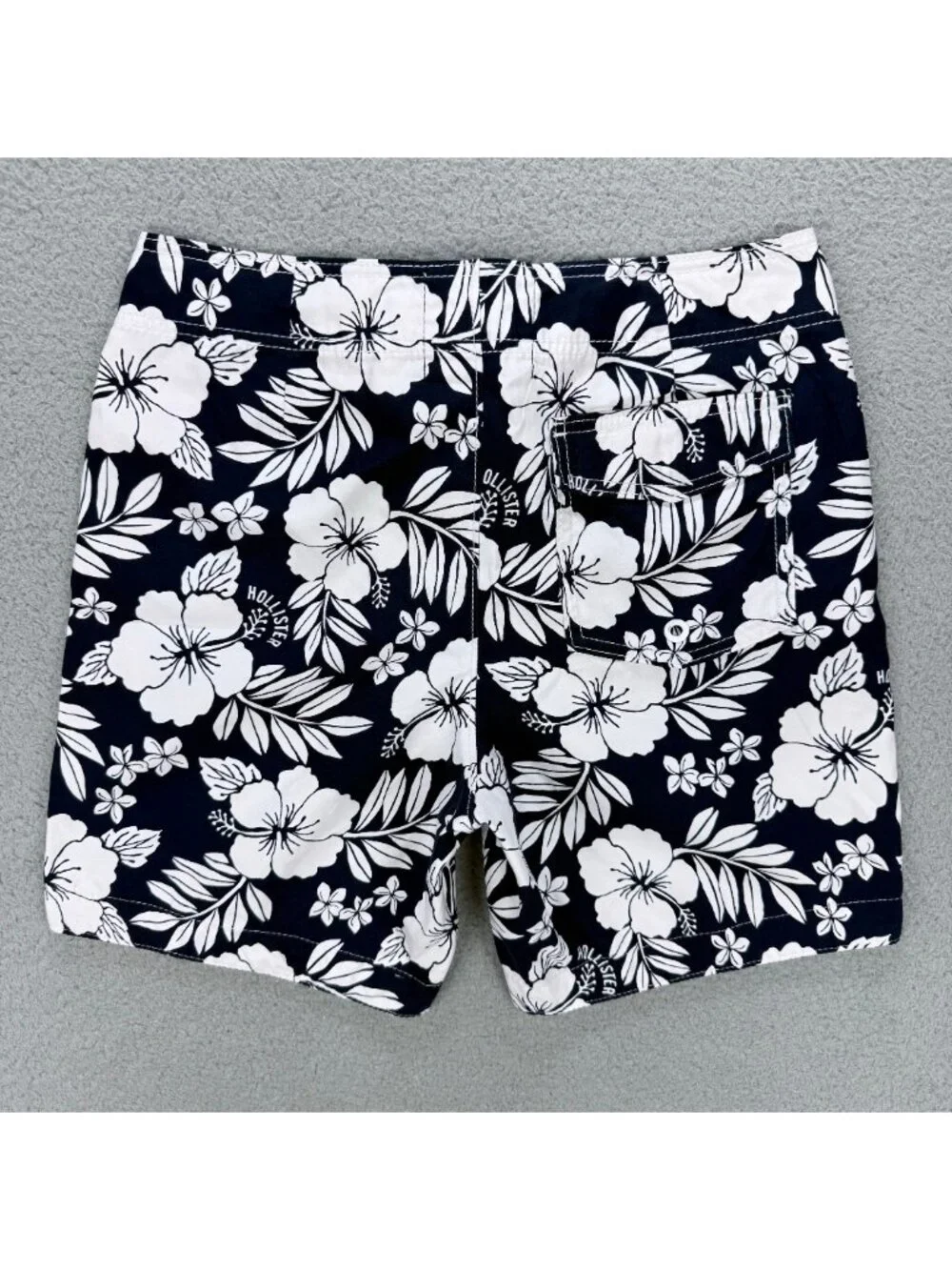 Hollister Board Shorts Mens Small S Navy Blue White Floral Surfing Swim Trunks